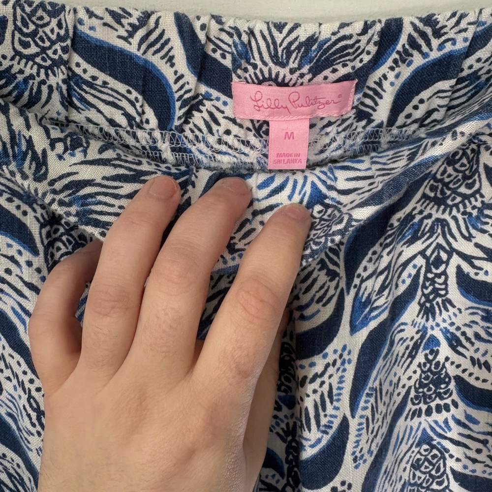 Lilly Pulitzer Bal Harbour Linen Palazzo Pant Navy Mermaids Tail Size Medium (M) - Picture 4 of 10